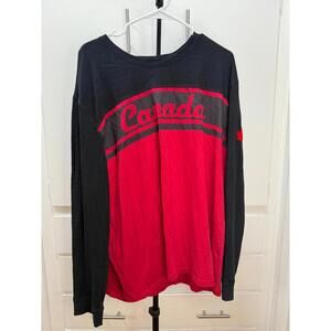 Canadiana Red Black Canada Graphic Long Sleeve Tee Men’s 2XL